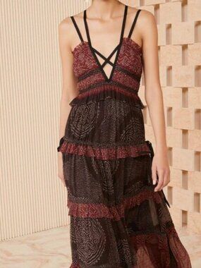 NWOT ULLA JOHNSON Agathe Maxi Dress Gown in Garnet XXS $1,195